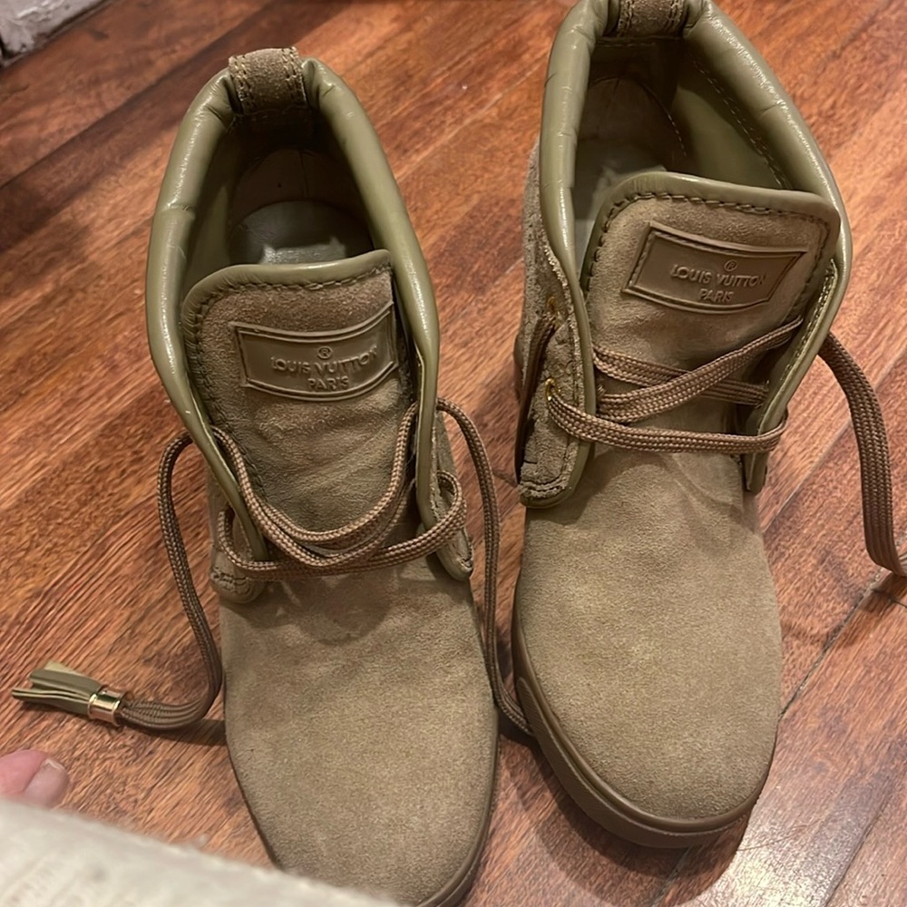 Louis Vuitton handmade booties w/serial no. Authentic